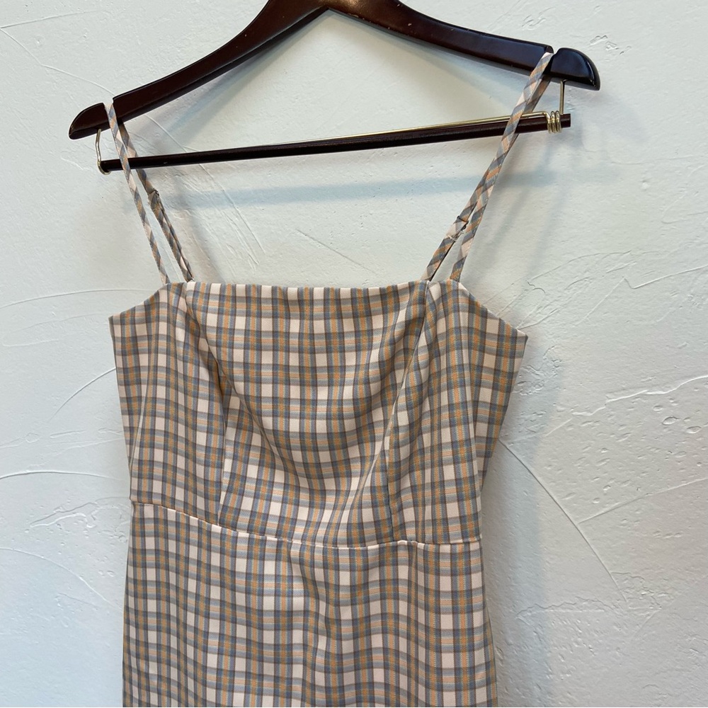 Fore Neutral Plaid Pattern Thin Strap Fitted Mini… - image 5